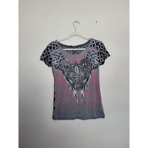 Angels & Diamonds Graphic T-Shirt Demonia Affliction Goth Emo Grunge Mesh Small
